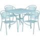 Alamont Home - Oia Outdoor Square Contemporary Metal 5 Piece Patio Set - Sky Blue