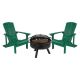 Alamont Home - Charlestown Adirondack Chairs and Fire Pit - Green