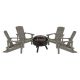 Alamont Home - Charlestown Star and Moon Fire Pit with Mesh Cover & 4 Lt. Gray Poly Resin Adirondack Chairs - Light Gray