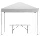 Alamont Home - Harris 10' x 10' Pop Up Canopy Tent and 6 Ft. Bi-Fold Table with Carrying Handle - White