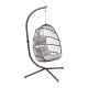 Alamont Home - Cleo Foldable Hanging Egg Chair with Included C-Stand and Cushions - Gray