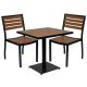 Alamont Home - Lark Outdoor Square Modern Metal 3 Piece Patio Set - Teak
