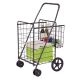 Costway - Folding Shopping Cart Jumbo Basket Grocery Laundry with Swivel Wheels - Black