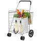 Costway - Utility Shopping Cart Foldable Jumbo Basket Outdoor Grocery Laundry - Silver
