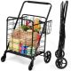 Costway - Heavy Duty Folding Shopping Cart - Black