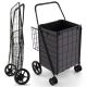 Costway - Folding Shopping Cart Utility Double Basket Grocery Cart with Waterproof Liner - Black