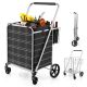 Costway - Folding Shopping Cart Jumbo Upgraded Utility Grocery Cart with Waterproof Liner - Black/Silver