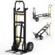 Costway - 3-in-1 Convertible Hand Truck with 4 Rubber Wheels 1000 lbs Max Load Capacity - Black/Yellow