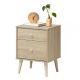 Costway - Nightstand 2-Drawer Beside End Side Table with Rubber Legs Finish - Oak