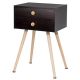 Costway - Mid Century Modern 2 Drawers Nightstand Sofa Side Table End Table Espresso - Brown