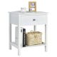 Costway - Nightstand with Drawer Storage Shelf Wooden Bedside Sofa Side Table - White