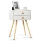 Costway - Mid Century Modern 2 Drawers Nightstand In Sofa Side Table End Table - White