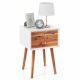 Costway - 2-drawer Nightstand Multifunctional Bedside Storage Table Wooden Modern Bedroom - White/Brown