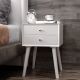 Costway - End Table with Drawers and Storage Wooden Mid-Century Accent Side Table - White