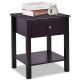 Costway - End Table Nightstand Storage Display Furniture Drawer Shelf Beside - Brown