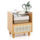 Costway - Bamboo Rattan Nightstand Boho Bedside End Table with Drawer & Wood Legs - Natural