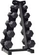 Centr 5-25 Lb Dumbbell Weight Set with Rack - Black