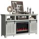 Bestier - 60'' Fireplace TV Stand with Electric Fireplace Heater & Storage Cabinet for TVs up to 70 Inch - white