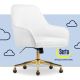 Serta - Chloe Soft Velvet Modern Home Office Chair - Off White - Polished Gold Base