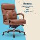 La-Z-Boy - Sonata Executive Mid-Back Bonded Leather Office Chair - Cognac and Graphite
