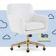 Serta - Deluxe Ashleigh Modern Home Office Chair - White Velvet - Gold Chrome