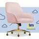 Serta - Chloe Soft Velvet Modern Home Office Chair - Blush Pink - Polished Gold Base