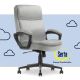 Serta - Comfort Ergo Ergonomic Executive Upholstered Office Chair - Gray - Velvet