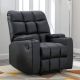 Bestier Home Massage Recliner Chair with Vibration, Manual Comfy PU Leather Reclining Chairs with Cup Holders - black