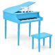 Costway - 30-Key Classic Baby Grand Piano Toddler Toy Wood with Bench & Music Rack - Blue