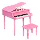 Costway - 30-Key Classic Baby Grand Piano Toddler Toy Wood with Bench & Music Rack - Pink