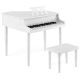Costway - 30-Key Classic Baby Grand Piano Toddler Toy Wood with Bench & Music Rack - White
