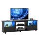 Bestier 70'' Gaming TV Stand with Storage, LED Media Console - Black Marble
