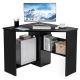 Costway Corner Computer Desk Triangle Writing Workstation w/ Storage Shelf - Black