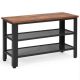 Costway - 3-Tier Shoe Rack, Industrial Shoe Bench with Storage Shelves for LivingRoom Brown - black and brown