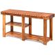 Costway - 3-Tier Wood Shoe Rack Shoe Bench Freestanding Boots Storage Organizer Heavy-duty - Teak