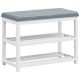 Costway - 2-Tier Wooden Shoe Rack Bench w/Padded Seat for Entryway Bedroom - White