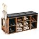 Costway - Wooden Shoe Bench 10-Cube Storage Organizer with Padded Cushion & Umbrella Holder - Black/Rustic Brown