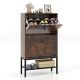 Costway - Industrial Shoe Storage Cabinet with 2 Flip Drawers 1 Bottom Metal Shelf Organizer - Rustic Brown