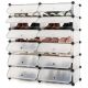 Costway - Shoe Rack 12-Cube DIY Plastic Shoe Cabinet Multi Use Modular Closet Shelf White - White + Black