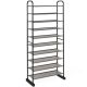 Costway - 10-Tier Shoe Rack Space-saving Shoe Organizer W/Metal Frame Shoe Tower - black