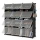 Costway - Portable Shoe Rack Organizer 12-Cube 48 Pair Shoe Shelf Storage Cabinet w/Hook - Black/Translucent