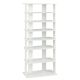 Costway - Patented 7-Tier Double Rows Shoe Rack Vertical Wooden Shoe Storage Organizer Rustic - White