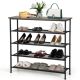Costway - Shoe Rack 5-Tier Shoe Storage Organizer W/4 Metal Mesh Shelves for 16-20 Pairs - Rustic brown