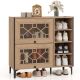 Costway - Shoe Storage Cabinet with Flip Doors Adjustable and Removable Shelves for Entryway - Oak COST01903