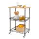TRINITY - BASICS | Bamboo Top Kitchen Cart w/Basket | Dark Bronze - Dark Bronze