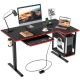 Bestier L-Shaped Gaming Adjustable Standing Desk with Keyboard Tray and Host Shelf - 57