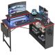 Bestier Reversible L-Shaped Gaming Desk with LED Monitor Stand, Storage Shelves, and Bag - 42
