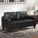 Bestier 72 inch 3 Seater Faux Leather Sofa - Modern Loveseat With Wooden Frame & Sturdy Legs for Living Room and Bedroom - Black