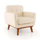 Costway Modern Accent Chair Upholstered Linen Armchair with Removable Cushion - Beige