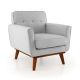 Costway Modern Accent Chair Upholstered Linen Armchair with Removable Cushion - Gray